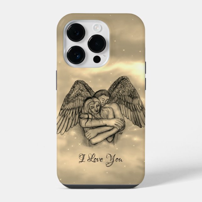 Coque iPhone Ange Éros en amour, je t'aime (Verso)