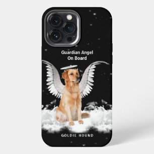 Etui iPhone 13 Pro Max Ange Golden Retriever avec des ailes et un halo