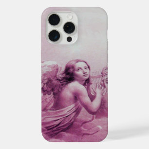 Coque iPhone 15 Pro Max ANGE JOUE LA LYRE SUR LES NUAGES rose