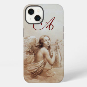 Etui iPhone 13 ANGE JOUER LYRA SUR LES NUAGES monogramme marron