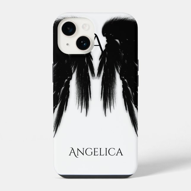 Coque iPhone ANGE NOIR AILES Monogramme (Verso)