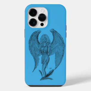 Coque Pour Pour iPhone 14 Pro Max ange noir et bleu design