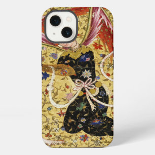 ETUI iPhone 13 ANGE ORIENTAL AVEC FLEURS ET RUBAN BLANC