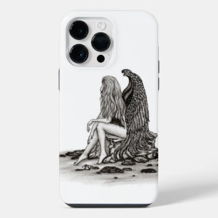 Coque Pour Pour iPhone 14 Pro Max Ange , perdu dans ses pensées , conception noir et