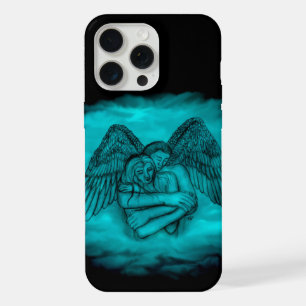 Coque iPhone 15 Pro Max Angel Eros en amour dans le design noir et vert
