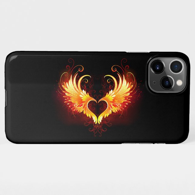 Coque iPhone Angel Fire Heart with Wings (Dos Horizontal)