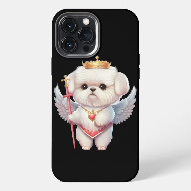 Coque iPhone Angel Maltese Chiot, Maltes amoureux de les chiens (Verso)