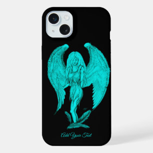 Coque iPhone 15 Plus Angel, Noir et Vert design