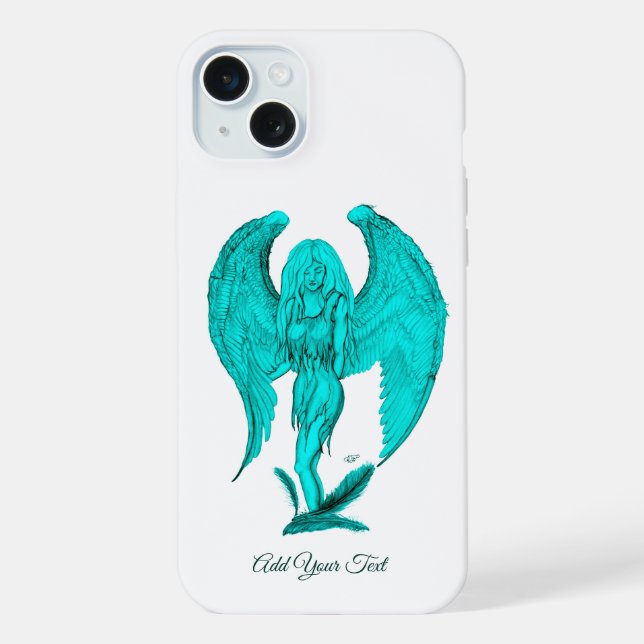 Coque iPhone Angel, Noir et Vert design (Verso)