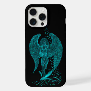 Coque iPhone 15 Pro Max Angel perdu en amour, noir et vert Design