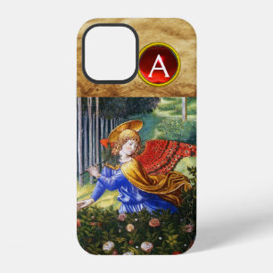 Coque iPhone 12 Anges cueillant des fleurs dans un paysage céleste