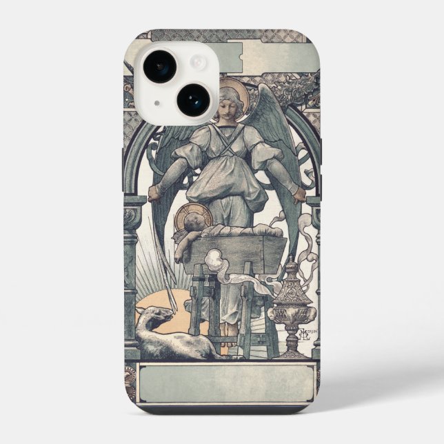 Coque iPhone Anges gardiens avec l'enfant Jésus (Verso)