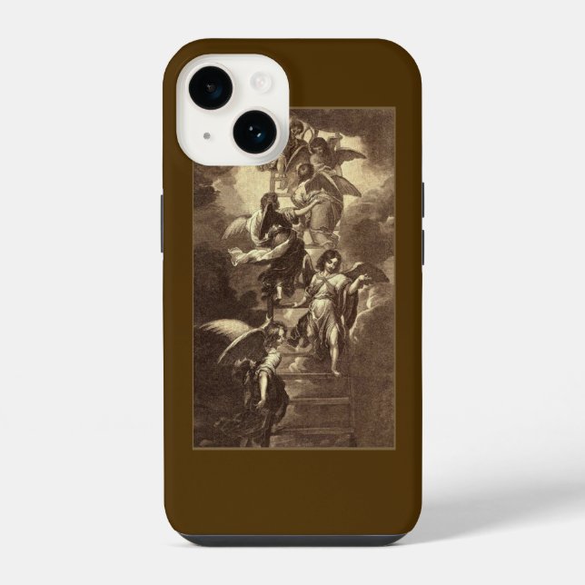 Coque iPhone Anges Sur Une Échelle Céleste  (Verso)