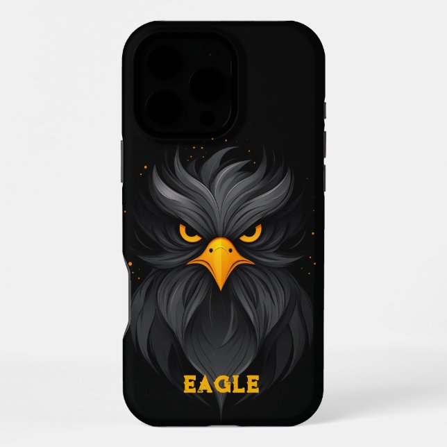 Coque iPhone Angry Eagle Black (Verso)
