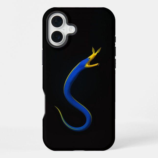 Coque iPhone Anguille Ruban Bleu Black 4 Luxe iPhone 16 Plus (Verso)
