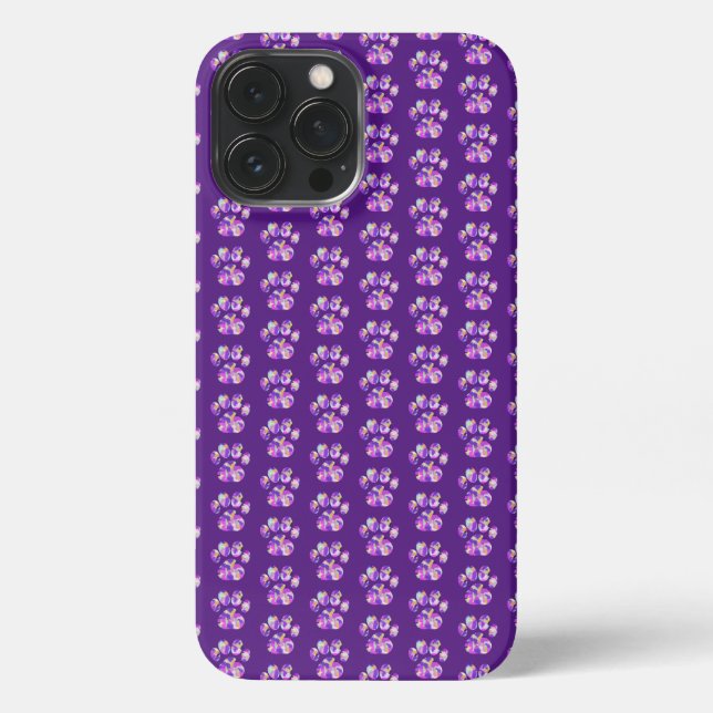 Coque iPhone Animal Paw Silhouette violet rose sur violet (Verso)