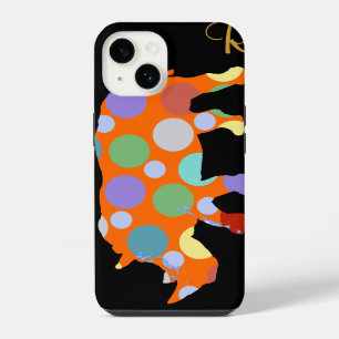 Coque Pour iPhone 14 animal rhinocéros pois