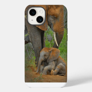 Coque Pour iPhone 14 Animaux Bébés les Plus Mignons Maman Éléphant &