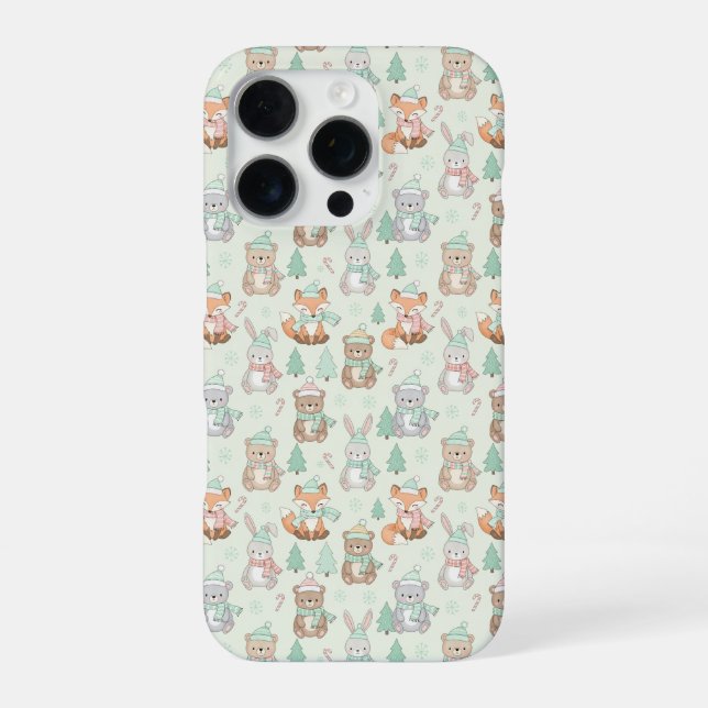Coque iPhone Animaux de Noël mignons motif sans couture (Verso)
