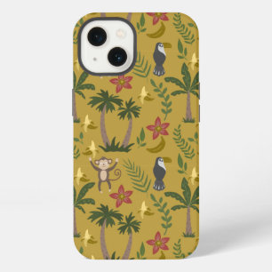 Etui iPhone 13 Animaux tropicaux motif sans couture singe, ara