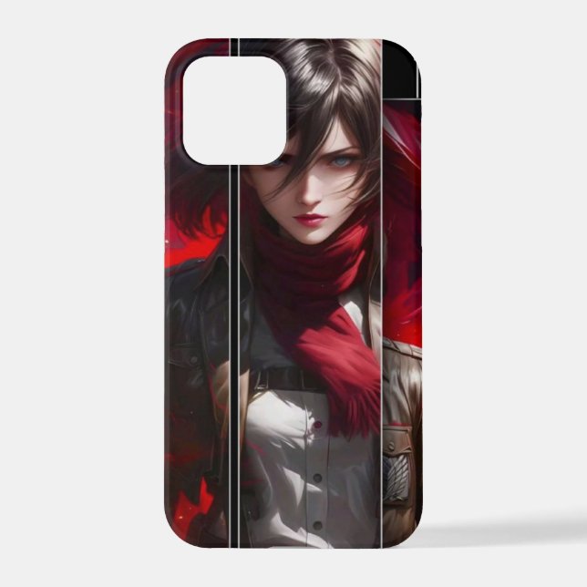 Coque iPhone Anime Girl with Red Scarf Phone Case Stylish (Verso)