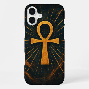 Coque iPhone 16 Plus Ankh Ancien Mystique Sacré Rayonnement Doré