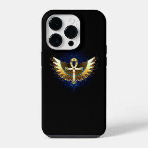 Coque Pour iPhone 14 Plus Ankh doré avec ailes