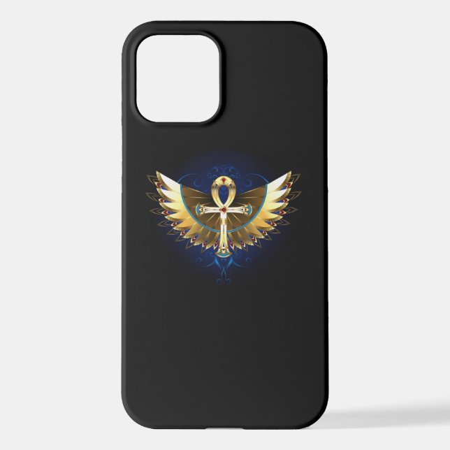 Coque iPhone Ankh or avec ailes (Verso)