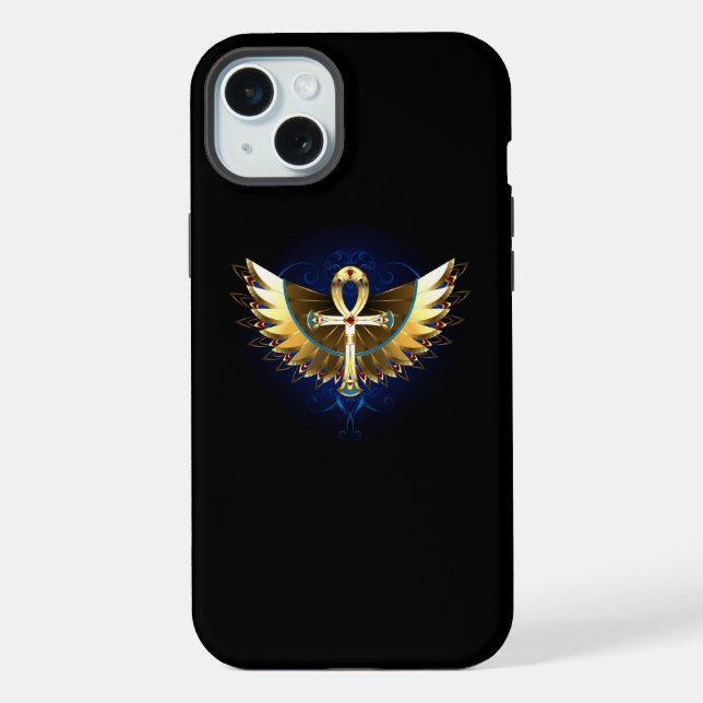 Coque iPhone Ankh or avec ailes (Verso)