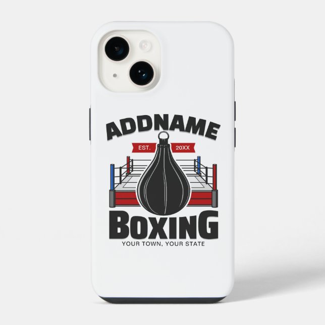 Coque iPhone Anneau de boxe AJOUTER NOM Sac de vitesse de boxeu (Verso)