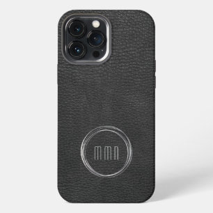 Etui iPhone 13 Pro Max Anneaux argentés aspect cuir minimaliste