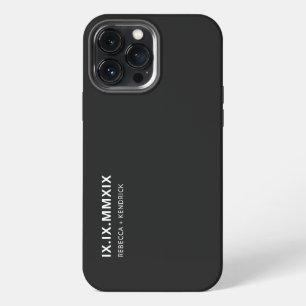 Etui iPhone 13 Pro Max Anniversaire des chiffres romains date jumelée