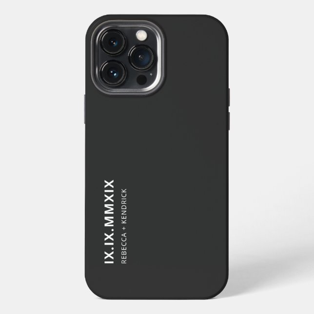 Coque iPhone Anniversaire des chiffres romains date jumelée (Verso)