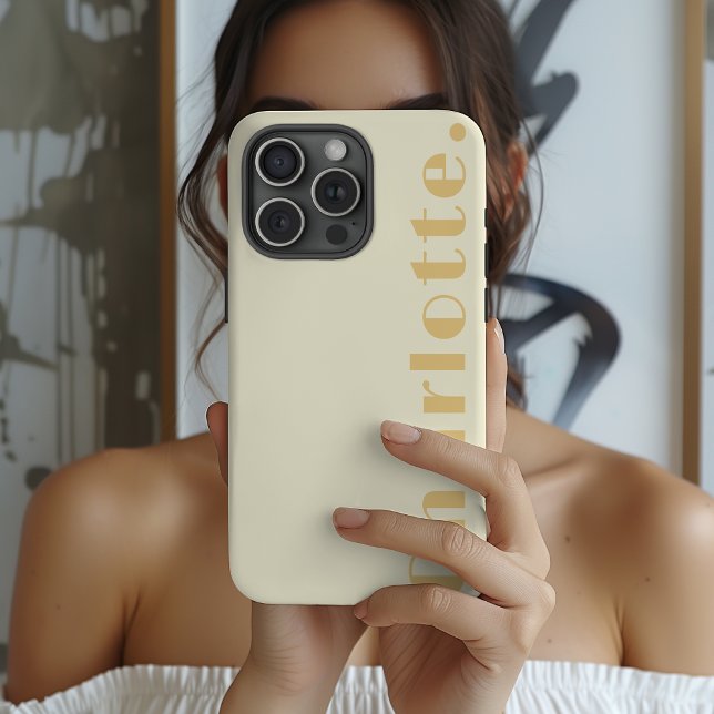 Coque iPhone Anniversaire | Jaune pastel moderne personnalisé p (Pastel Yellow Personalized Phone Case Gift for Sister | Mom | Grandma | Girls | Bridesmaids)
