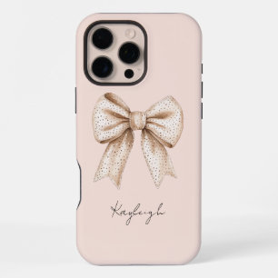 Coque iPhone 16 Pro Max Anniversaire Ruban Crème de Pêche