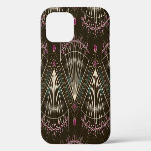 Coque iPhone 12 Antique art déco, motif géométrique