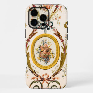 Coque iPhone 16 Pro Max Antique français rococo floral or crème élégant