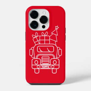 Coque Pour iPhone 14 Plus Aperçu camion de Noël Père Noël voiture vue avant