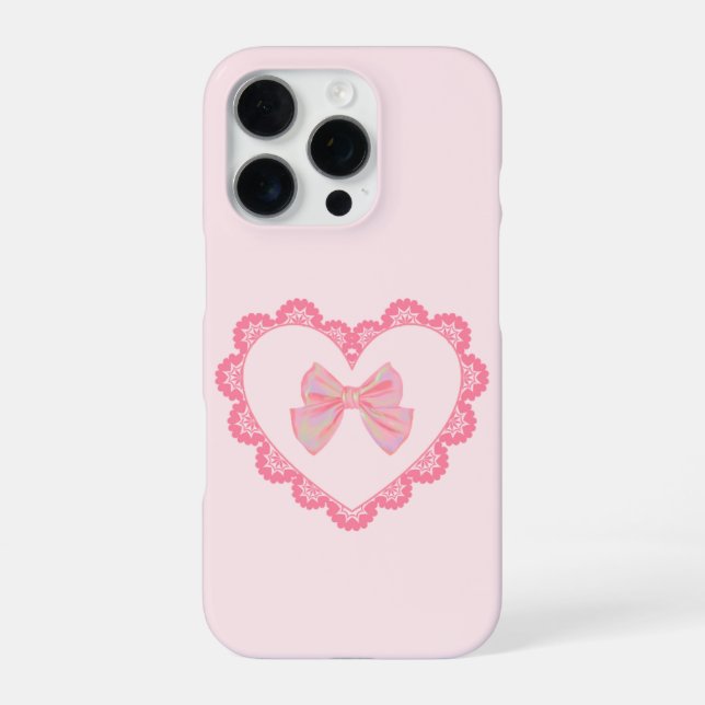 Coque iPhone Appareil téléphonique esthétique Pretty Pink Bow H (Verso)