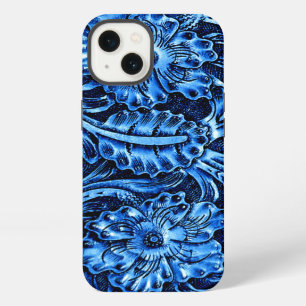 Etui iPhone 13 Apparence en cuir à outils exotiques bleu