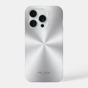 Coque iPhone 15 Pro Apparence métallique en acier inoxydable brillant