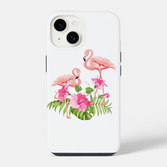 Coque iPhone Apple iPhone 14 Coque-Flamant rose (Verso)