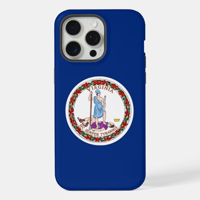 Coque iPhone Apple iPhone 15 Pro Max, drapeau de l'État de Virg (Verso)