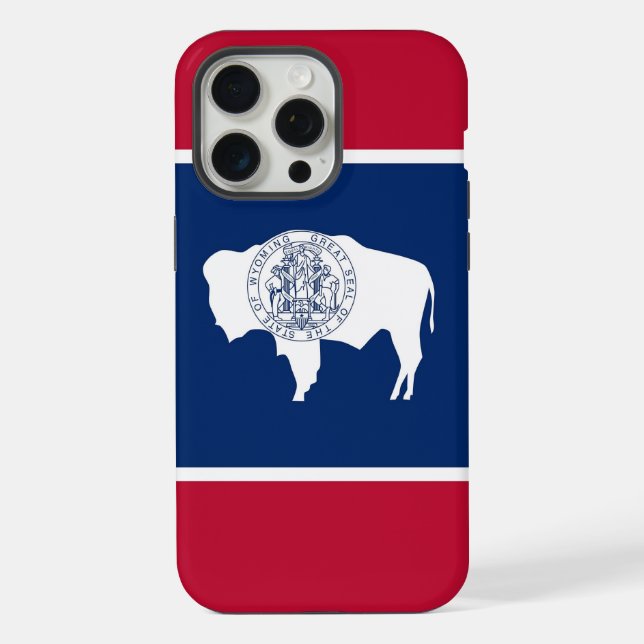 Coque iPhone Apple iPhone 15 Pro Max, drapeau du Wyoming (Verso)