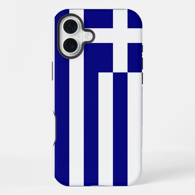 Coque iPhone Apple iPhone 16 Plus Mate, drapeau de la Grèce (Verso)