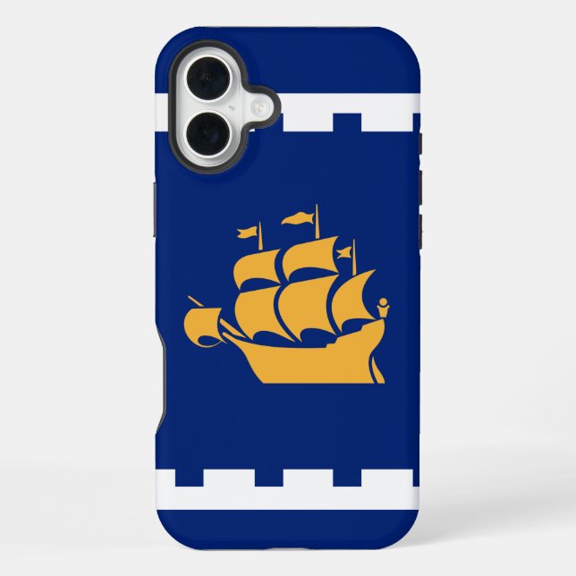 Coque iPhone Apple iPhone 16 Plus Mate, drapeau de la ville de  (Verso)
