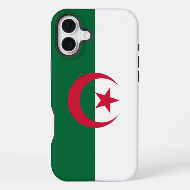 Coque iPhone Apple iPhone 16 Plus Mate, drapeau de l'Algérie (Verso)