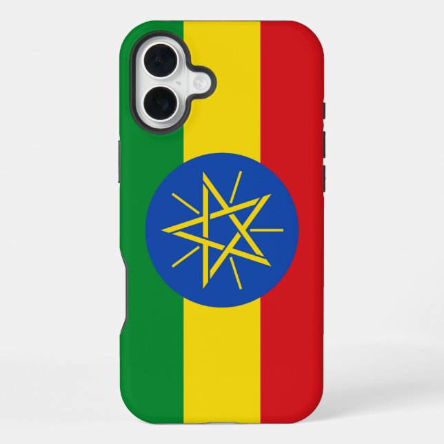 Coque iPhone Apple iPhone 16 Plus Mate, drapeau de l'Éthiopie (Verso)