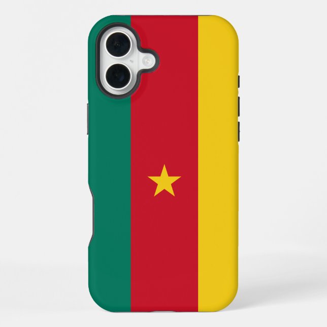 Coque iPhone Apple iPhone 16 Plus Mate, drapeau du Cameroun (Verso)