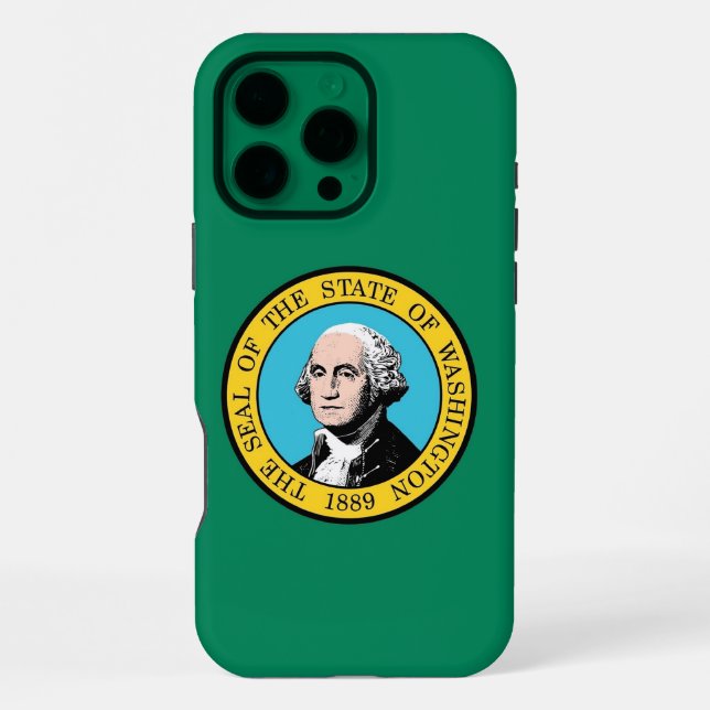 Coque iPhone Apple iPhone 16 Pro Max, drapeau de l'État de Wash (Verso)